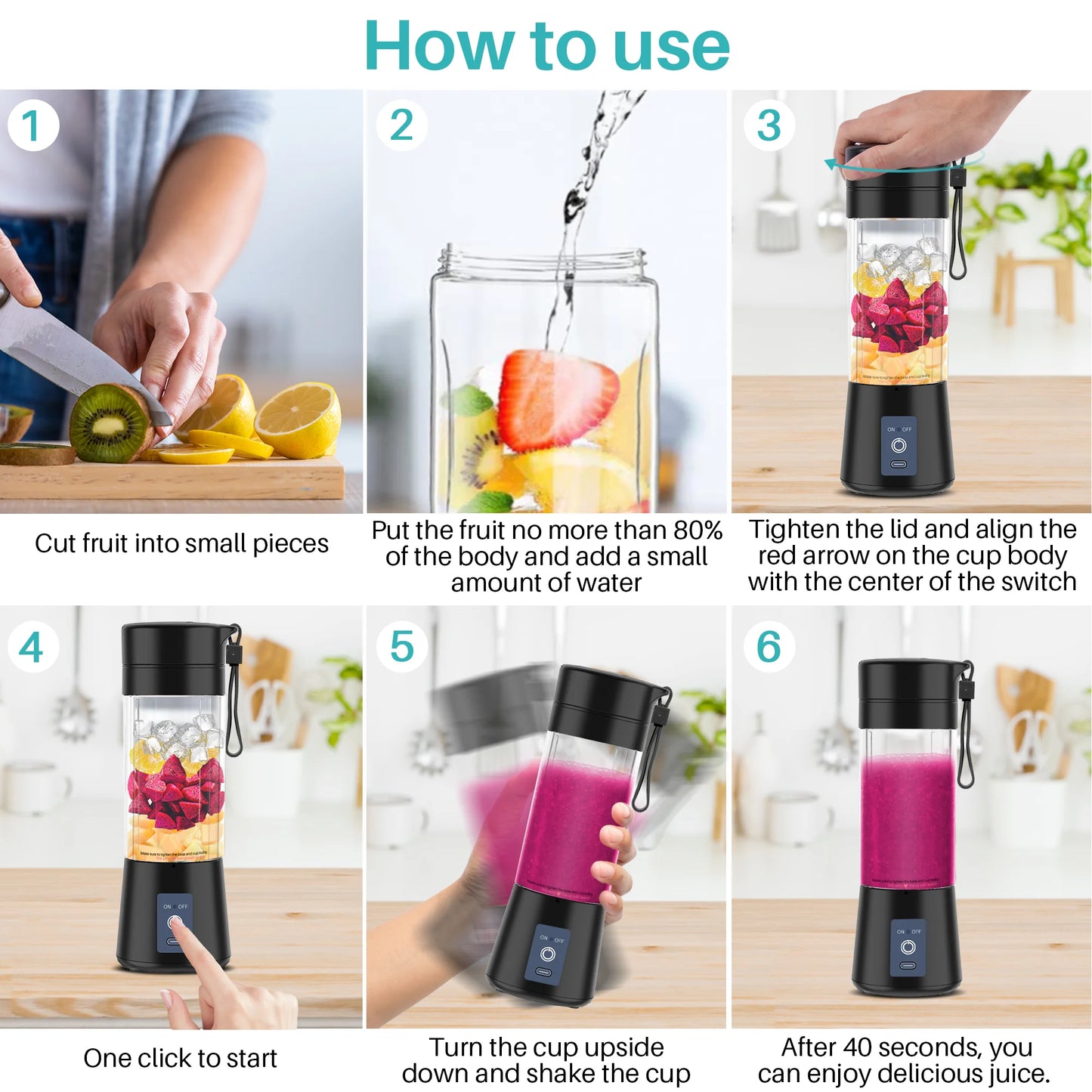 Ultimate Portable Personal Blender for Smoothies and Shakes - Compact 380ml Mini Machine