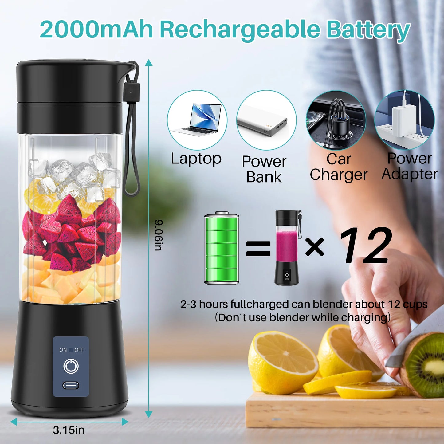 Ultimate Portable Personal Blender for Smoothies and Shakes - Compact 380ml Mini Machine